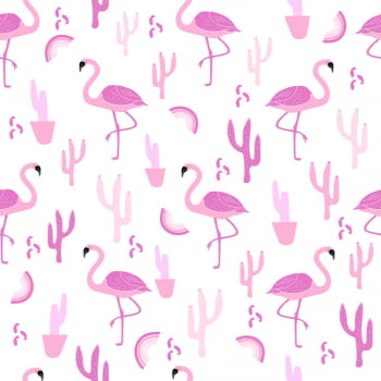 Tecido Tricoline Estampado Flamingo